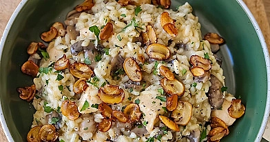 Kremowe risotto z kurczakiem i pieczarkami