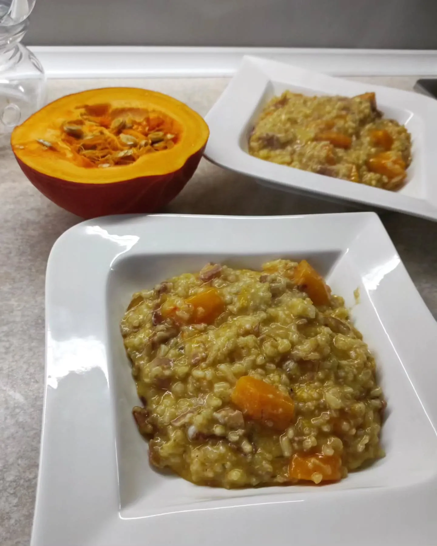 Kremowe risotto z dynią, boczkiem i parmezanem