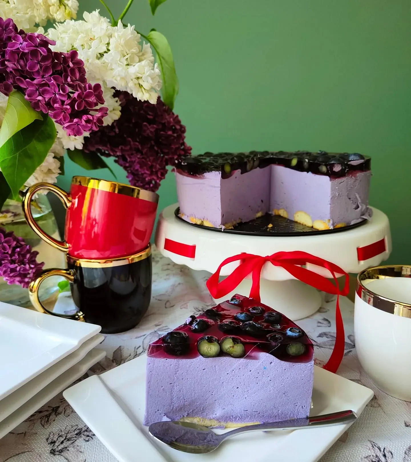 Sernik na zimno z borówkami i galaretką bez pieczenia