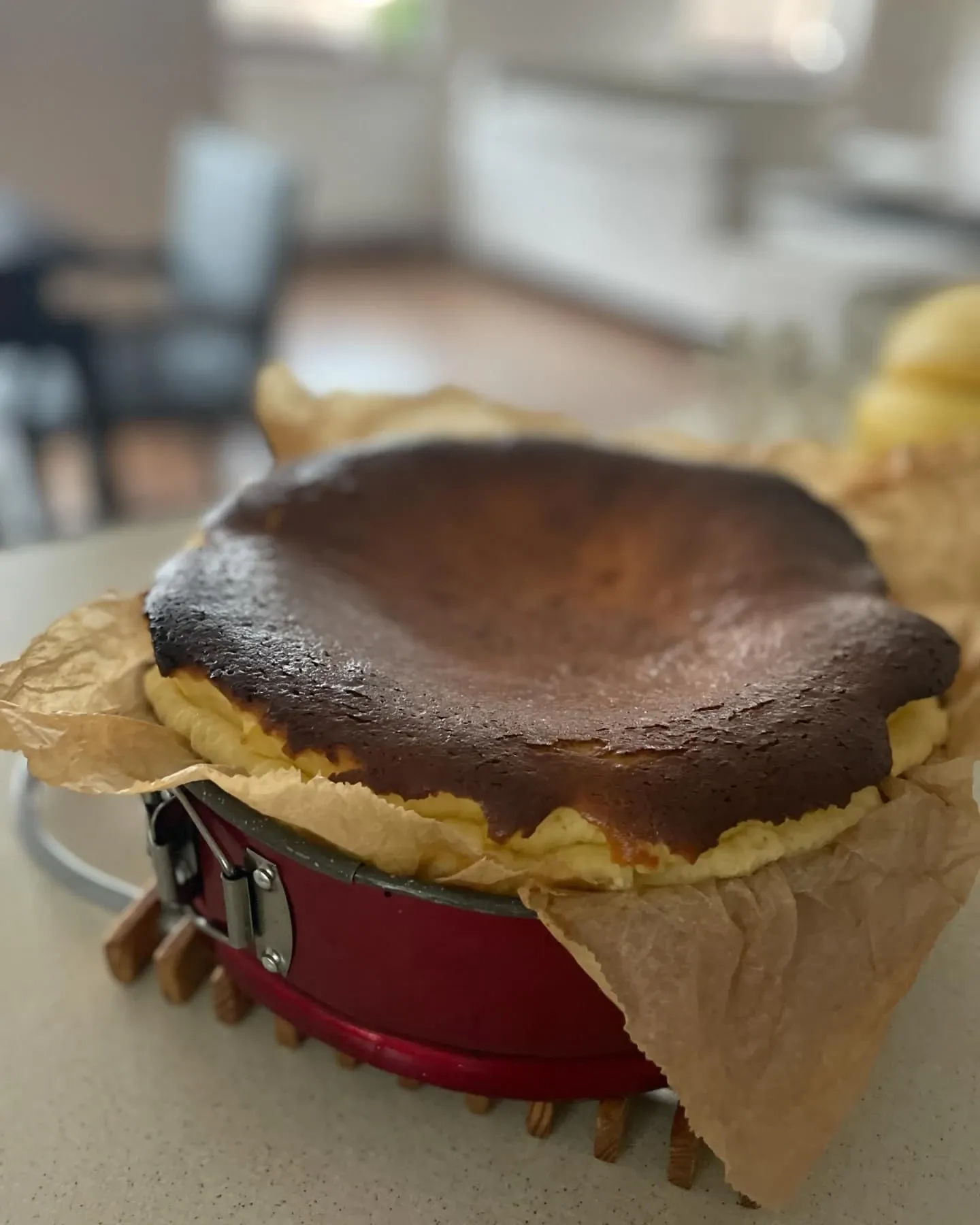 Sernik baskijski z malinami i borówkami