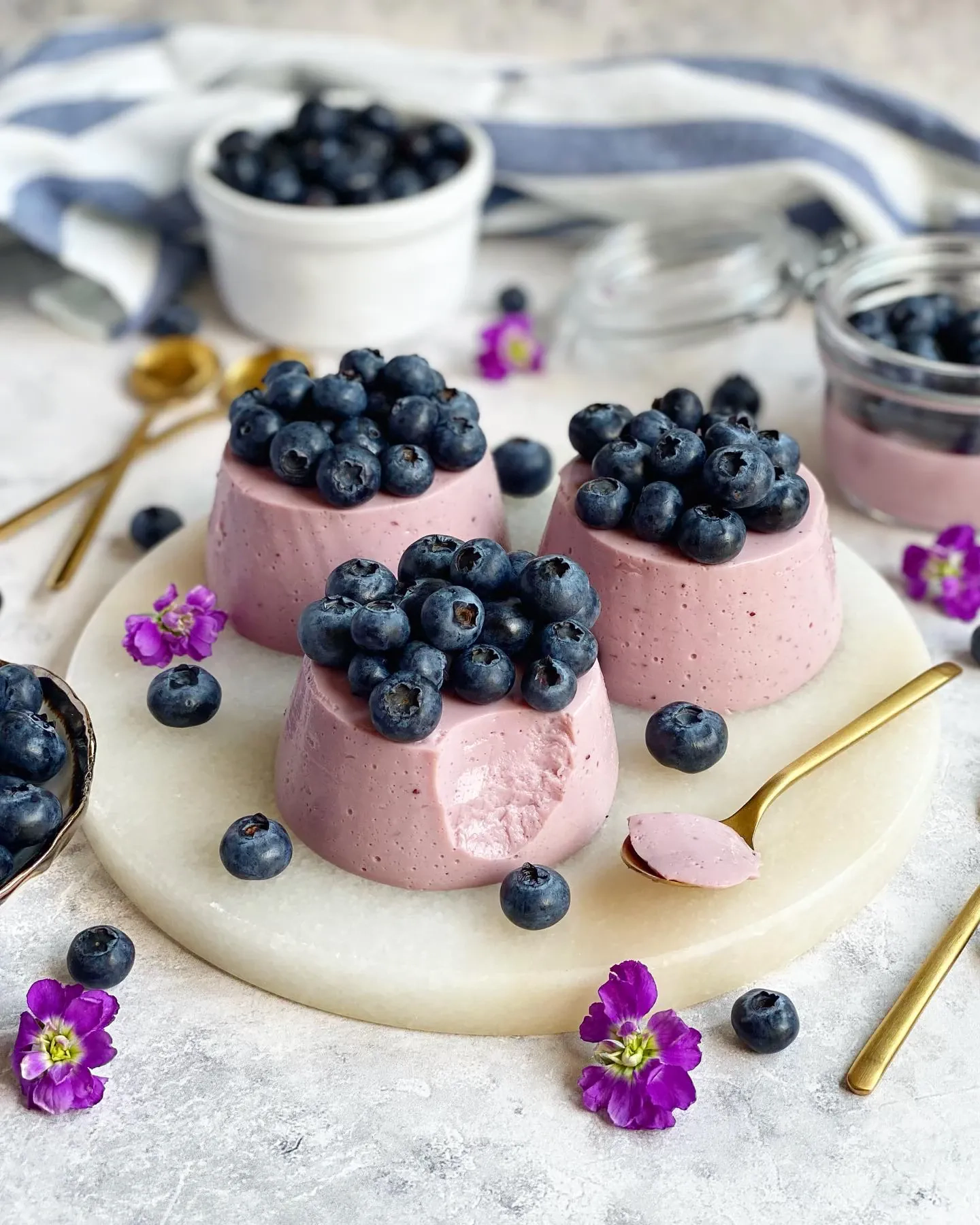 Jagodowy deser jogurtowy z borówkami – lekki, chłodzony, bez pieczenia (fit panna cotta jogurtowa)