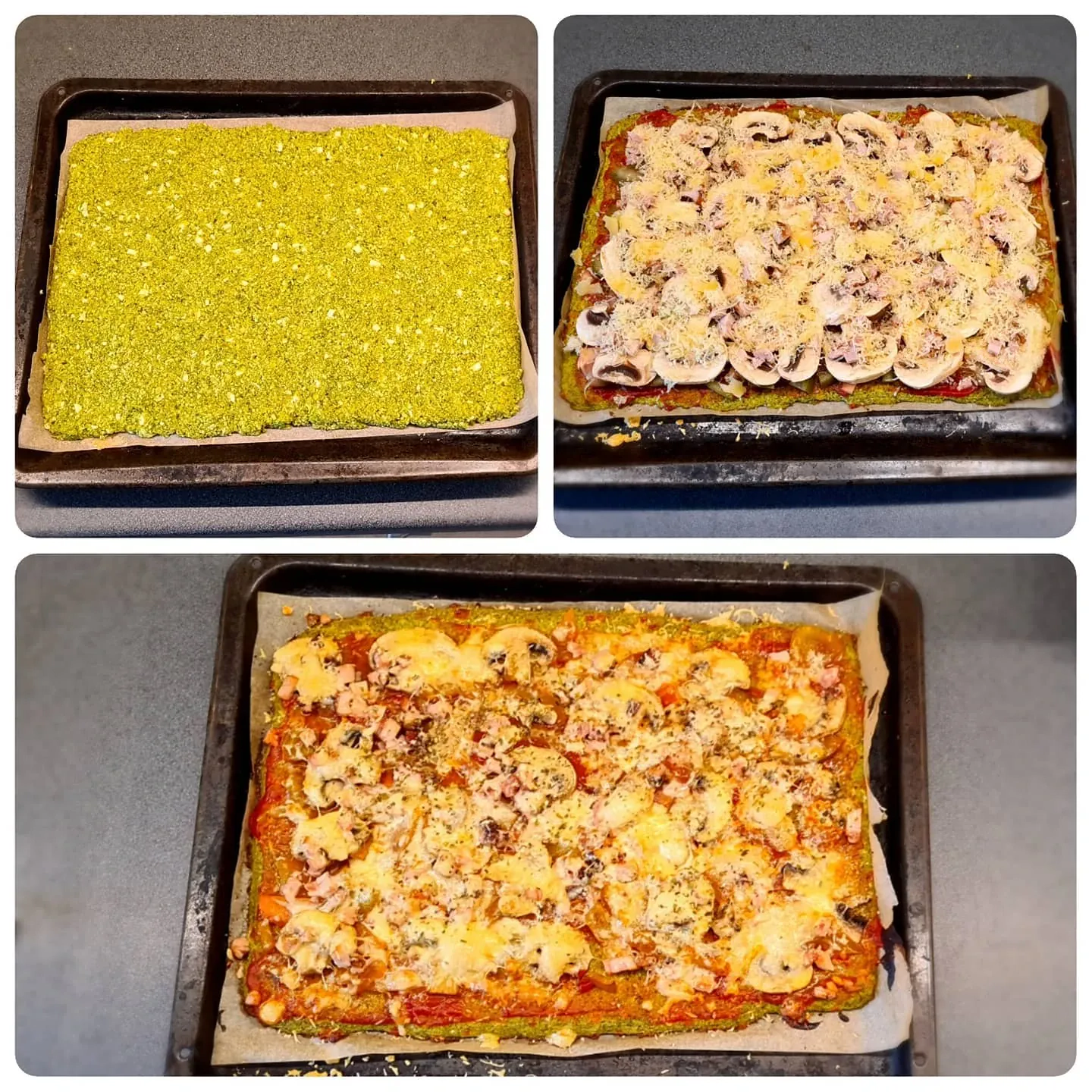 Veselīgā brokoļu pica ar olbaltumu pamatni un vistu