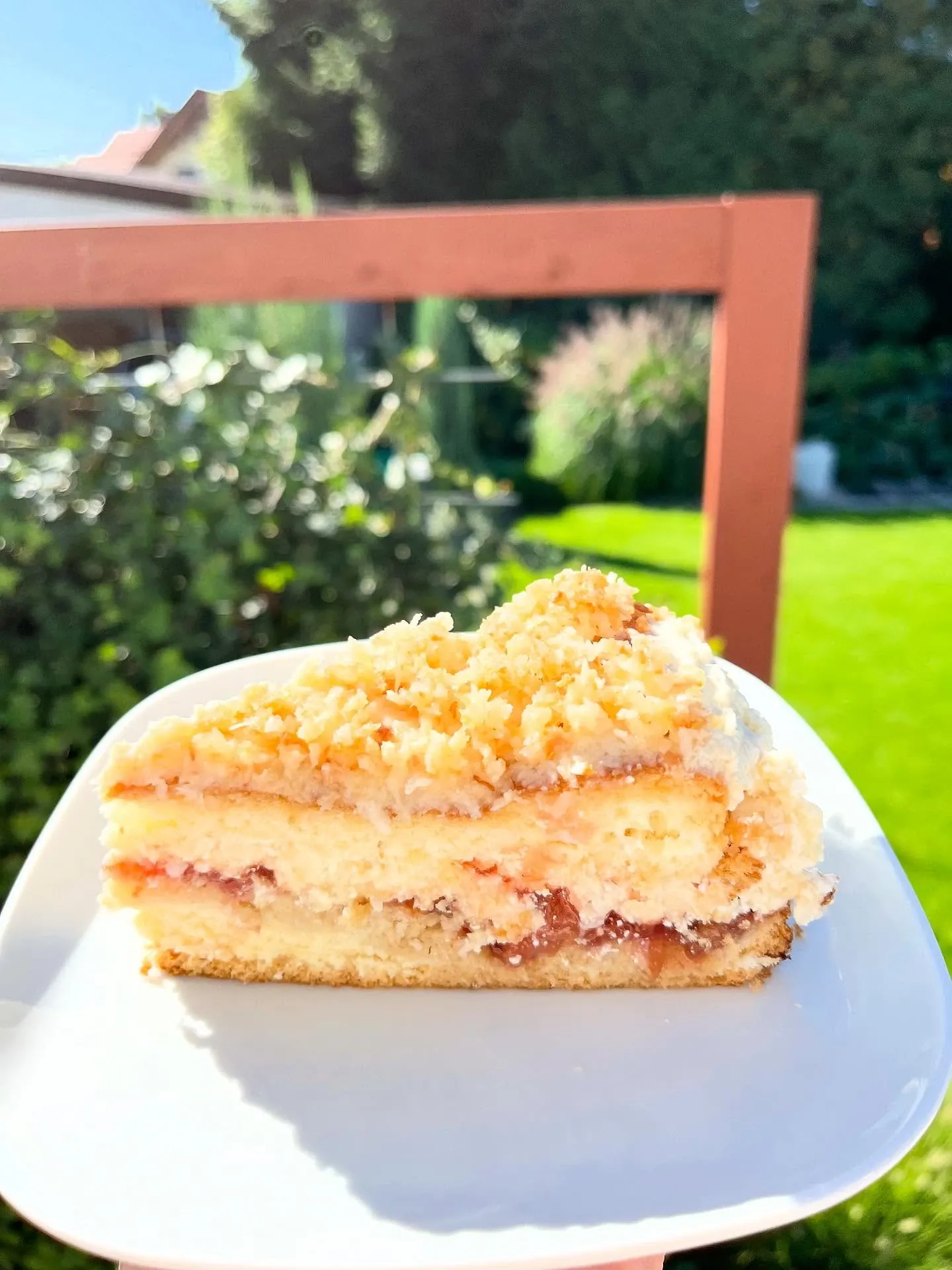 Delikatne ciasto Łabędzi Puch z kruszonką i warstwą owocową