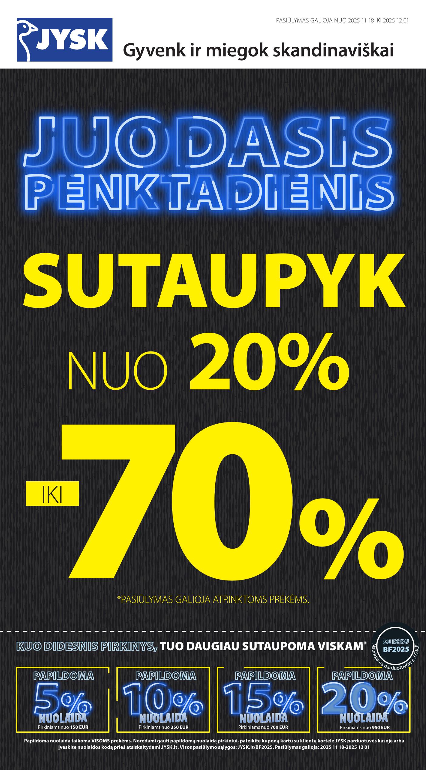 JYSK akcijų ir nuolaidų leidinys 2025-11-18 - 2025-11-24