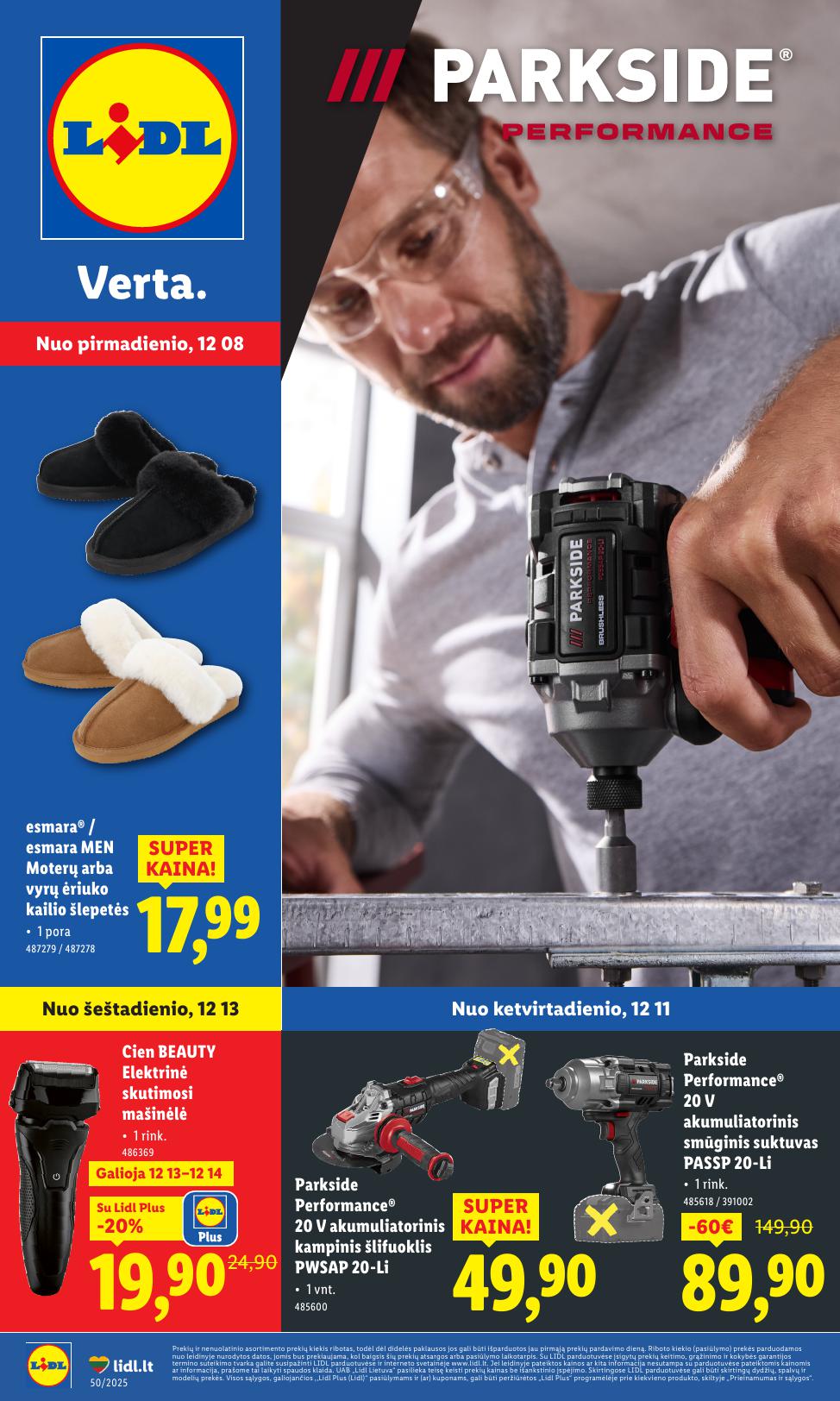 LIDL ne maisto akcijų ir nuolaidų leidinys 2025-12-08 - 2025-12-14