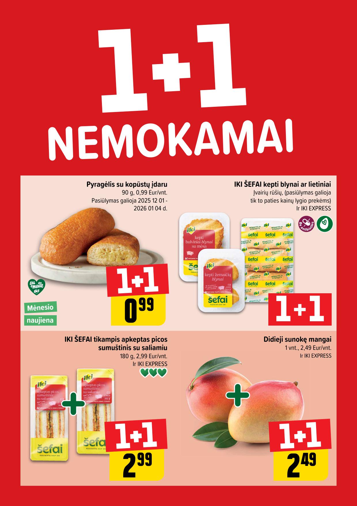 IKI akcijų leidinukas "Daugiau yra pigiau 1+1 nemokamai" 2025.12.08 - 2025.12.14