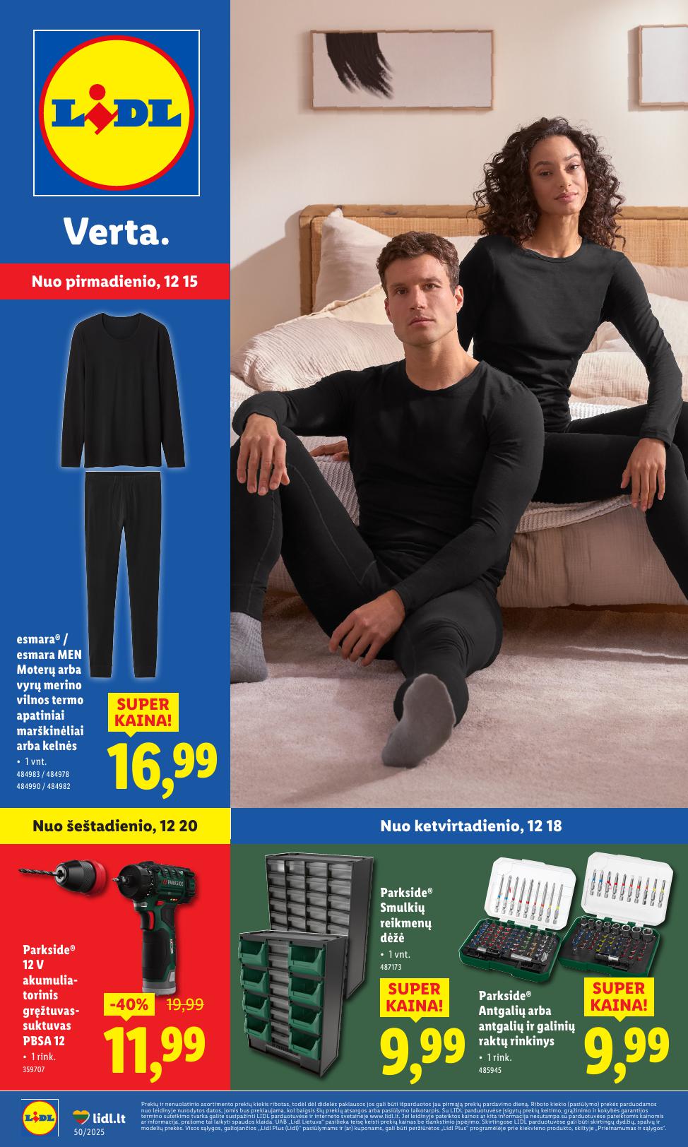 LIDL ne maisto akcijų ir nuolaidų leidinys 2025-12-15 - 2025-12-21