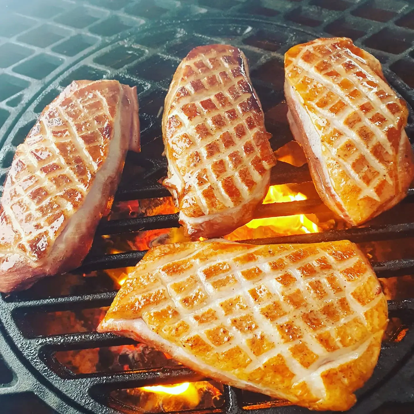 Kepta anties krūtinėlė kamado tipo kepsninėje