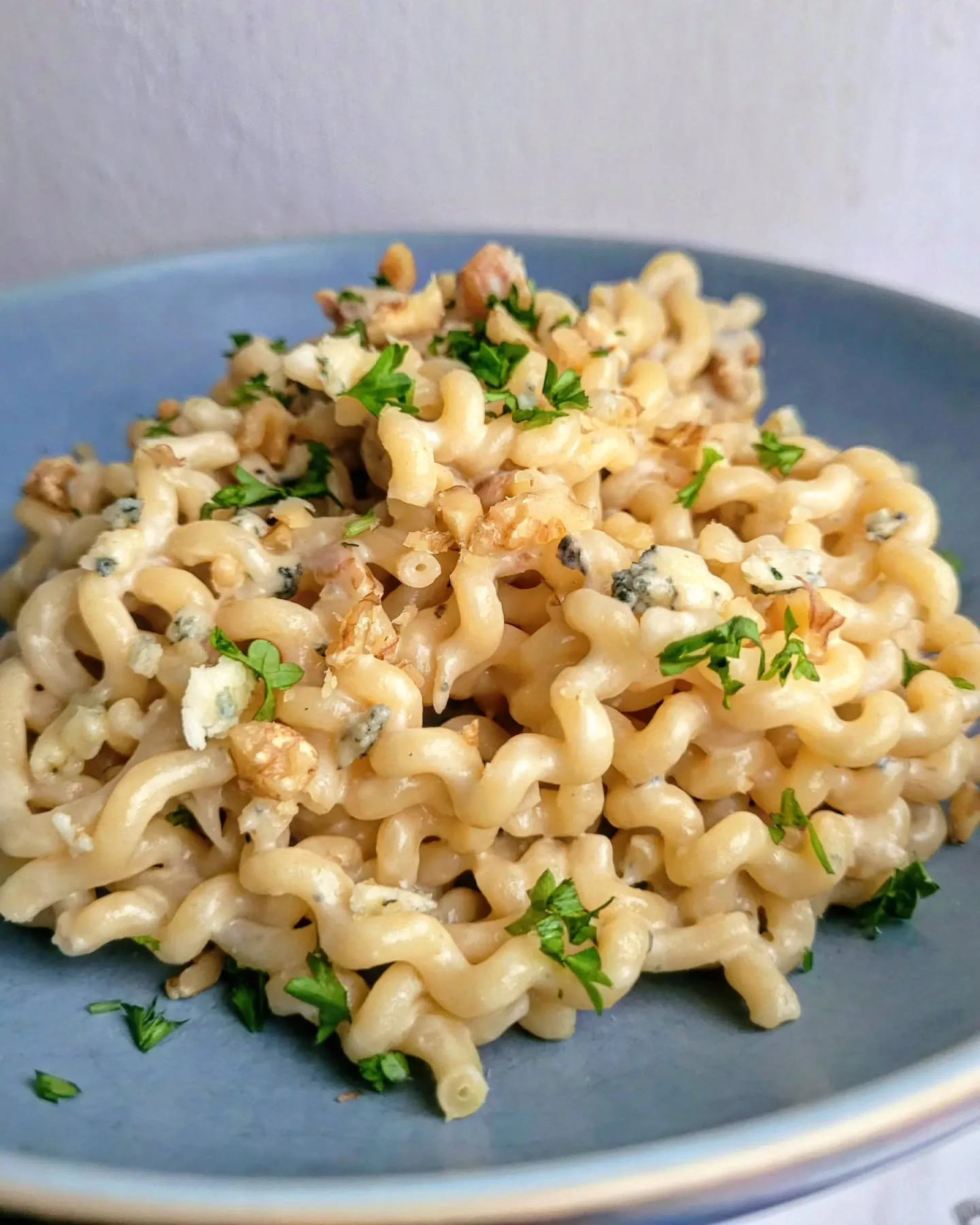 Makaron z gorgonzolą i szpinakiem i boczkiem