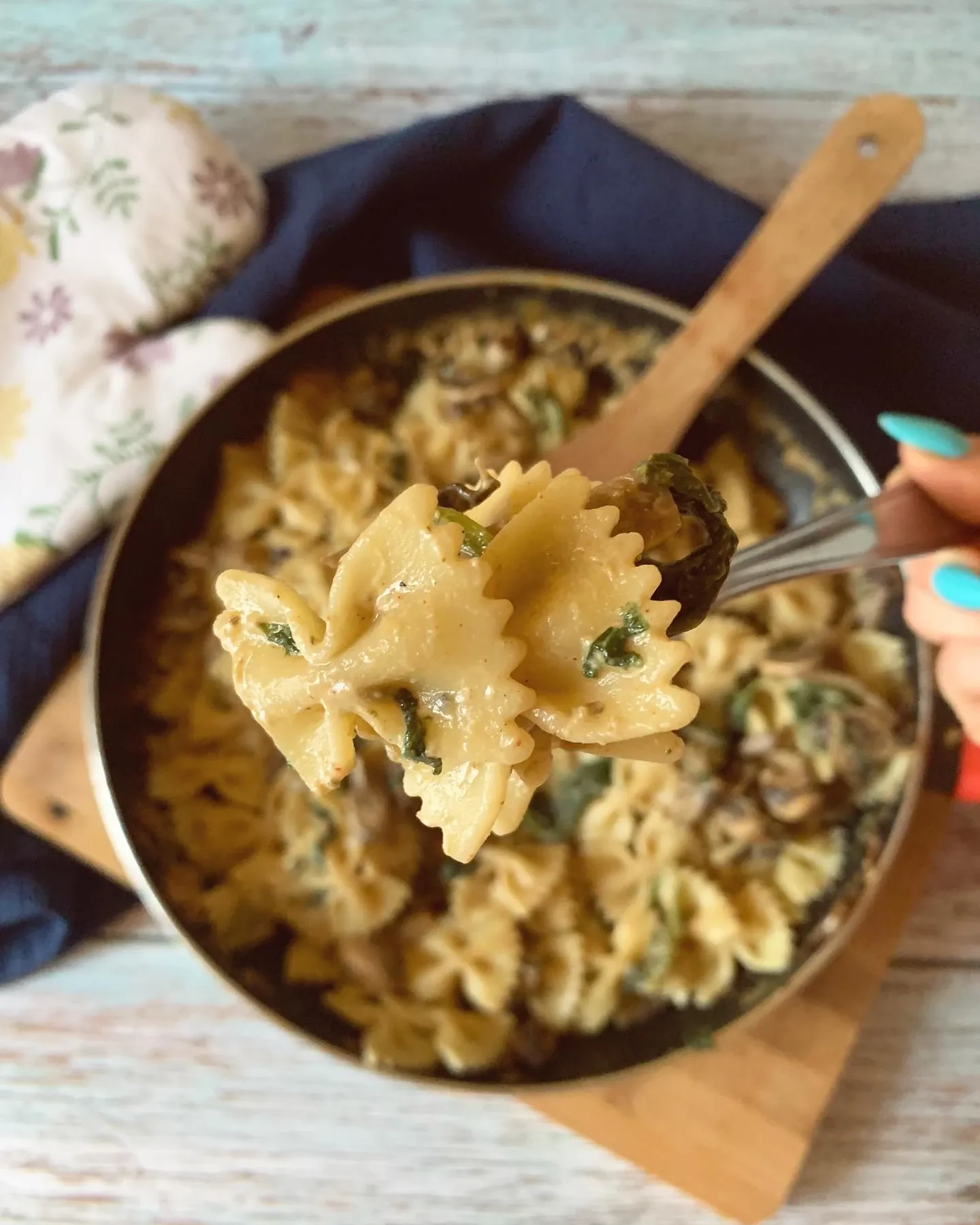 Makaron z pieczarkami i gorgonzolą