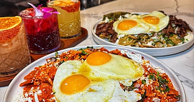 Chilaquiles with Enchilada Sauce