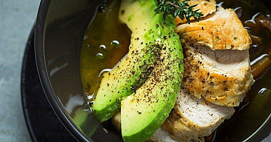Chicken and Vegetable Soup with Avocadoes
