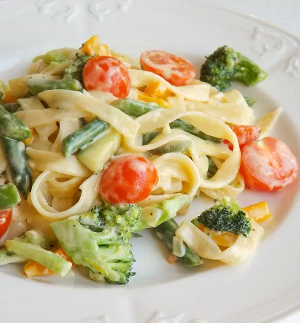 Паста тальятелле с овощами без мяса