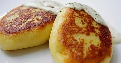 Kartoffelpuffer mit Putenfüllung
