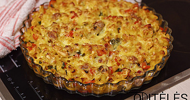 Makaronų apkepas su mėsa ir paprika