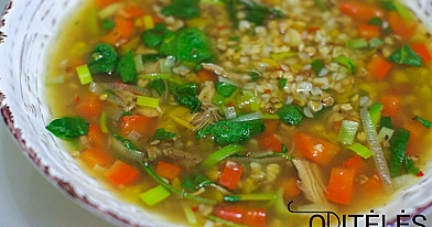 Antienos sriuba iš ilgai virto sultinio su grikiais ir daržovėmis