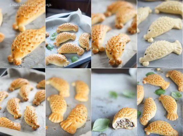 Bandelės su vištienos ir grybų įdaru "Auksinės žuvelės"